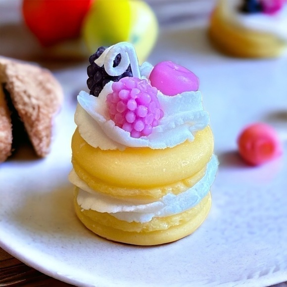Other - ⚠️SALE Candle / Handmade Yellow And Purple Life Size Macaroon Candle SEND OFFERS
